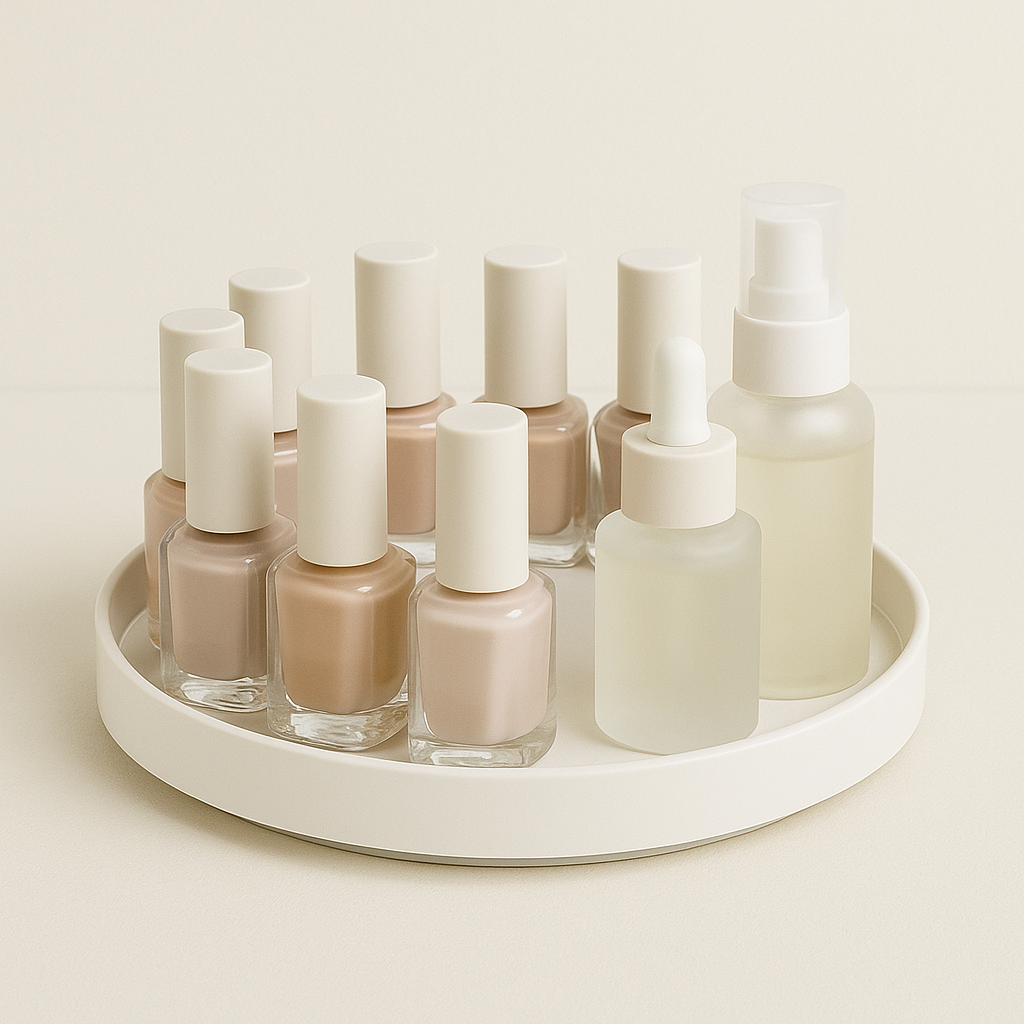 Slim turntable for nail care bottles and removers
