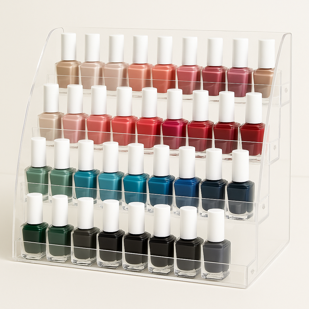 Clear acrylic nail polish rack for shelves