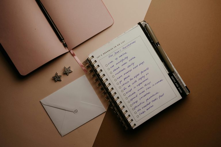 new years goals in a notebook