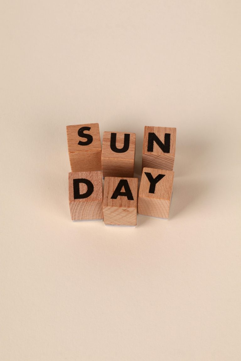 Wooden blocks that spell out Sunday